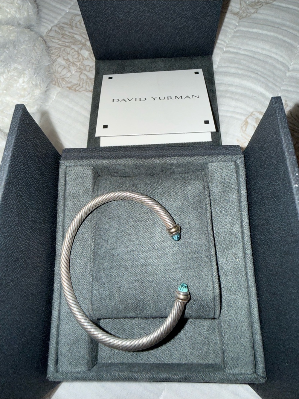 David Yurman Classic Cable Bracelet 4mm Blue Topaz